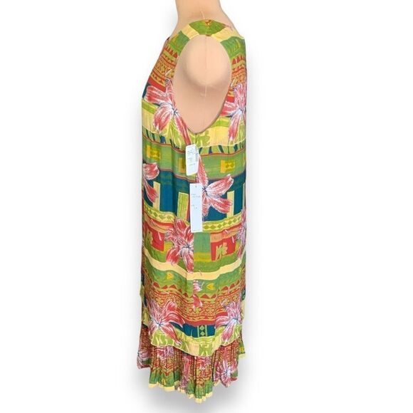 Vintage Donna Morgan Mini Dress Sleeveless Drop Waist Floral Tropical Print - Picture 2 of 10